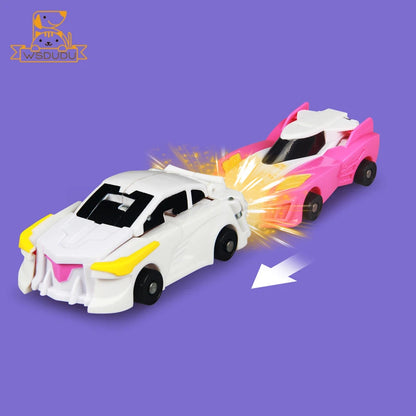 2 in 1 Car Transform Unicorn Figurines Magnetic Vehicle Cartoon Horse Action Figures Toy Fun Transformation Model Children Gifts