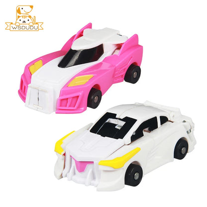 2 in 1 Car Transform Unicorn Figurines Magnetic Vehicle Cartoon Horse Action Figures Toy Fun Transformation Model Children Gifts