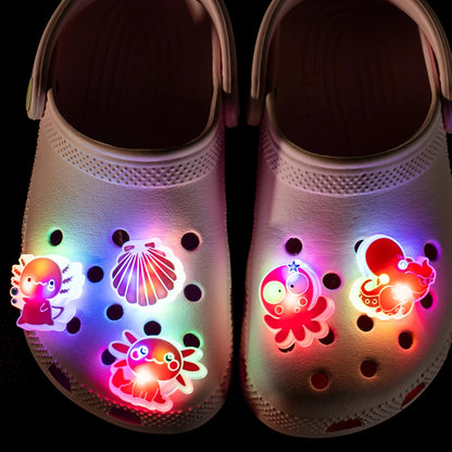 1-5pcs LED Shoe Charms Lighted Accessories Animals Plants Salamander Shoe Decorations Pins for Kids Men Women Gifts Clog Buckles