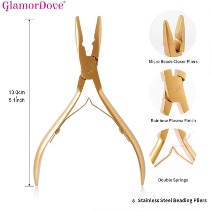 Hair Extension Plier Set Micro Ring Applicator Opener Plier Hair Loop Tool Metal Hair clip Scissor for Weft Extensions