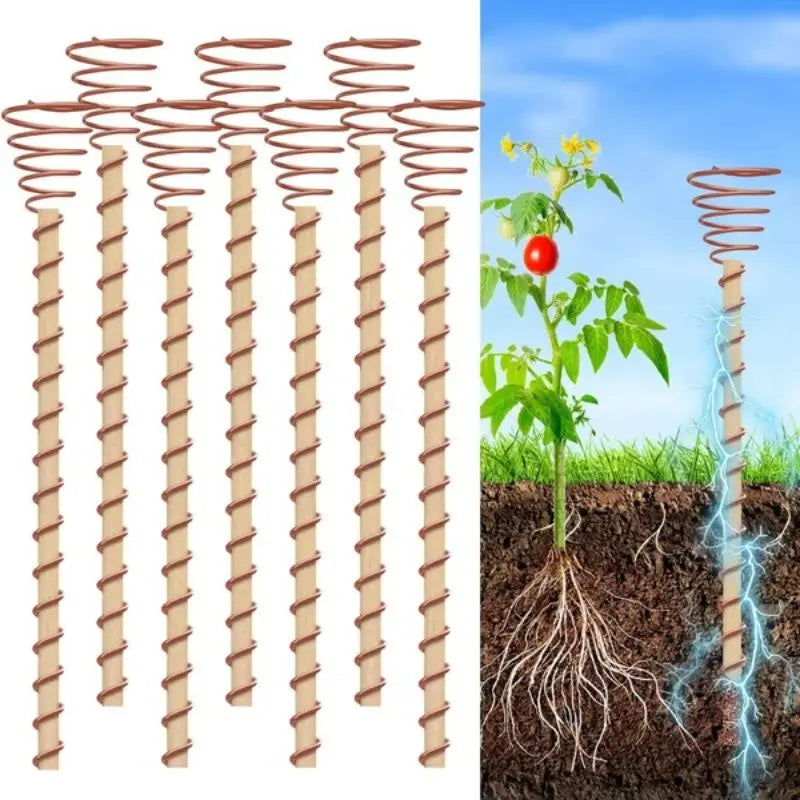 6/3/1PC Electroculture Plant Stakes Long Copper Garden Stakes Electroculture Copper Coil Antennas for Growing Garden Tool