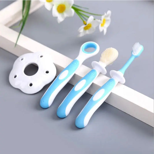 Baby Toothbrush Set Infant Brushing Teeth Tongue Training Safety Cover Design Soft Healthy Teether Toddler Care A2UB