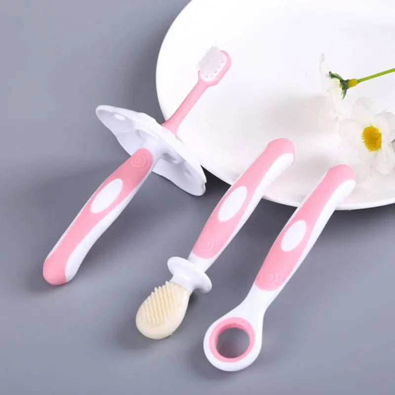 Baby Toothbrush Set Infant Brushing Teeth Tongue Training Safety Cover Design Soft Healthy Teether Toddler Care A2UB