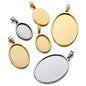 5Pcs/Lot Stainless Steel Pendant Blank Setting Oval Cabochon Base Cameo Charm Pendant for DIY Pendants Jewelry Making Supplies