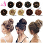 Real Beauty Messy Hair Bun Hair Scrunchies Extension Curly Wavy Messy Remy Brazilian Human Chignon for Women Updo Hairpiece