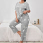 5XL Big Size Pajamas For Women Summer Autumn Faux Cotton Pajama Set Short Sleeved Casual Loose Luxury Print Sleepwear Pijama